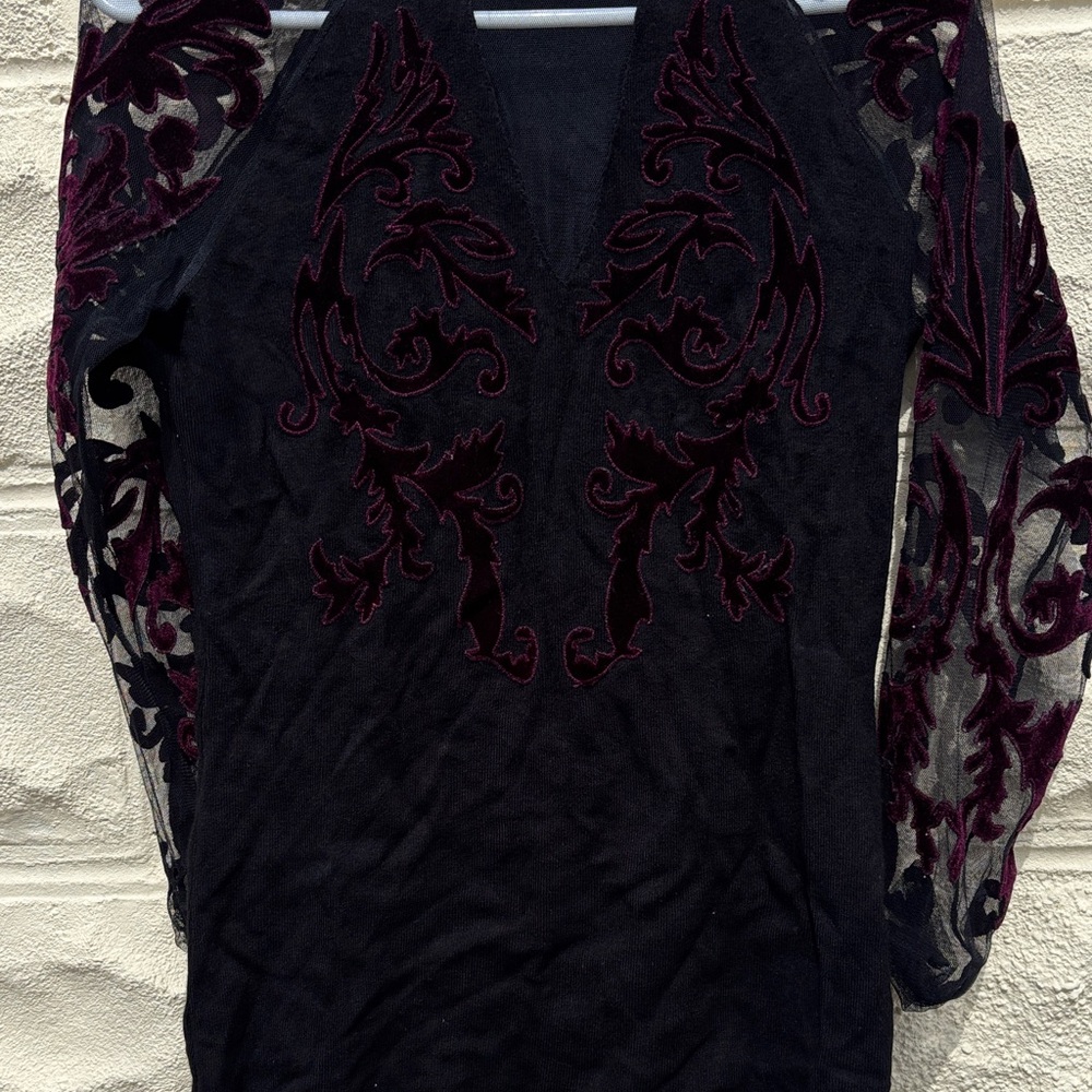 INC International Concepts Black Ribbed Knit V-Neck Sweater